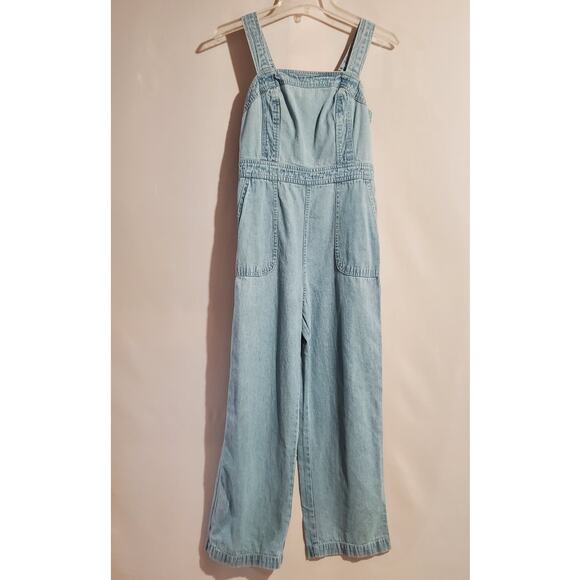 Sincerely Jules Pants - Vtg Y2K Sincerely Jules Smocked Light Denim Jumpsuit Size S Sleeveless Pockets